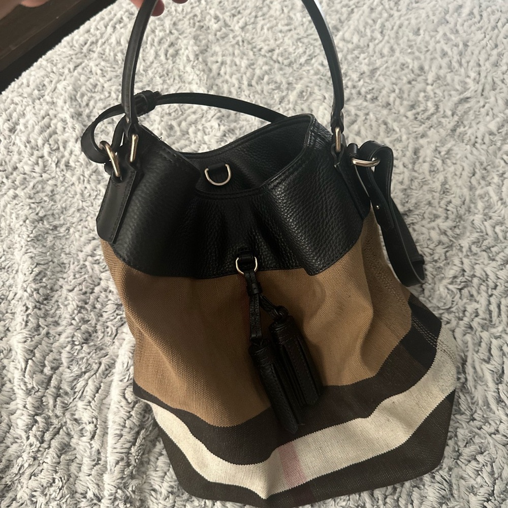 Burberry Black and Tan Hobo Bag